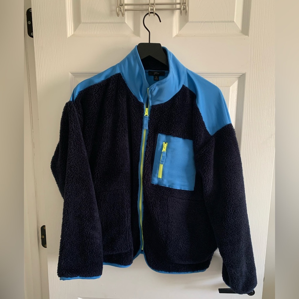 J. Crew Black and Blue Teddy Jacket